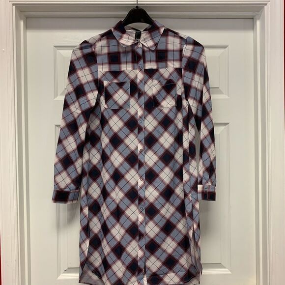 Prana Flint Plaid Maxi Shirt sz S NWT - Picture 3 of 9